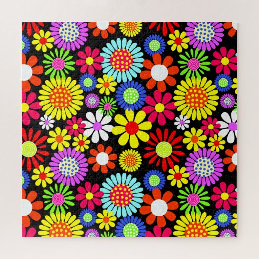 Retro Spring Hippie Blume Power Puzzle (Horizontal)