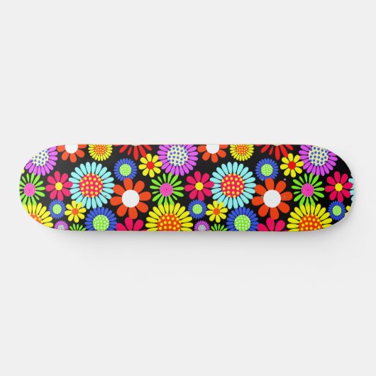 Retro Spring Hippie Blume Power Skateboard (Horizontal)