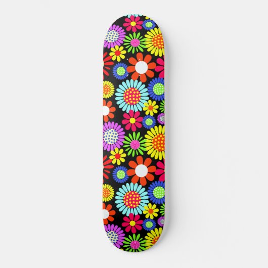 Retro Spring Hippie Blume Power Skateboard (Vorderseite)