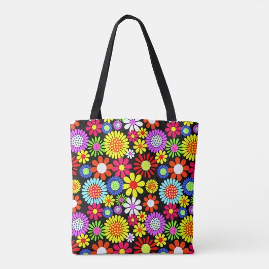 Retro Spring Hippie Blume Power Tasche (Rückseite)