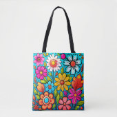 Retro Spring Hippie Blume Power Tasche (Vorderseite)