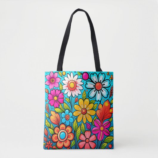 Retro Spring Hippie Blume Power Tasche (Vorderseite)
