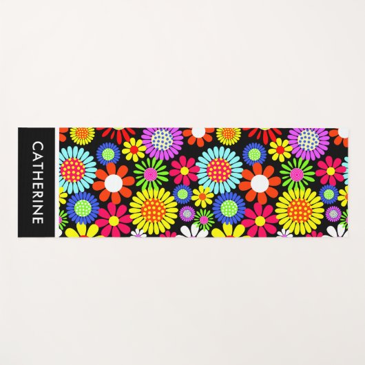 Retro Spring Hippie Blume Power Yoga Mat Yogamatte (Vorderseite (Horizontal))