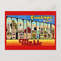 Retro Springfield MA Grußpostkarte