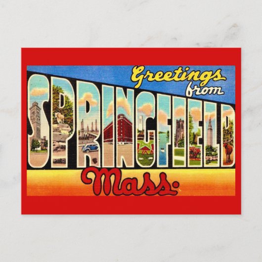 Retro-Springfield-MA-Grußpostkarte Postkarte (Vorderseite)