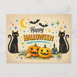 Retro Spukhaus Atomic Age Halloween Feiertagspostkarte