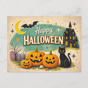 Retro Spukhaus Vintage Halloween Feiertagspostkarte