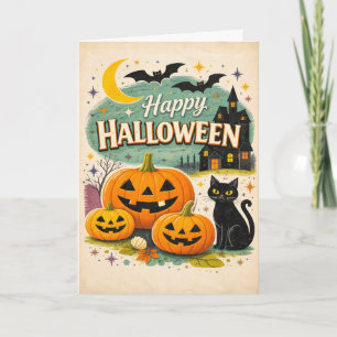 Retro Spukhaus Vintage Halloween Karte