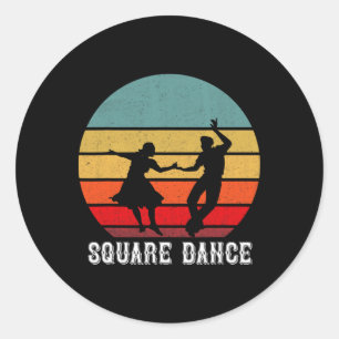 Retro Square Dancer Vintage Square Dance Quadrat Runder Aufkleber