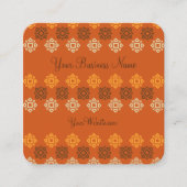 Retro Square Muster Orange Square Business Card Telefonnummerkarte (Vorderseite)