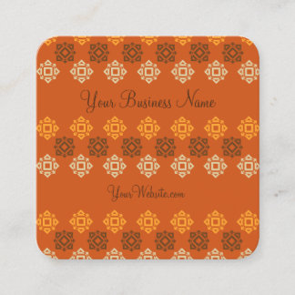 Retro Square Muster Orange Square Business Card Telefonnummerkarte