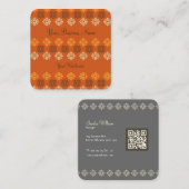 Retro Square Muster Orange Square Business Card Telefonnummerkarte (Vorne/Hinten)