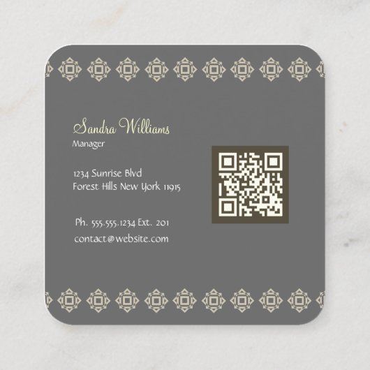 Retro Square Muster Orange Square Business Card Telefonnummerkarte (Rückseite)