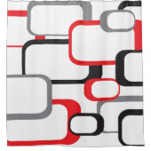 Retro Square Muster Red Black Grau Weiß Duschvorhang (Vorderseite)