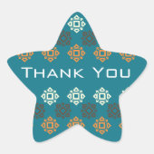 Retro Square Pattern Blau Vielen Dank Herzsticker Stern-Aufkleber (Vorderseite)