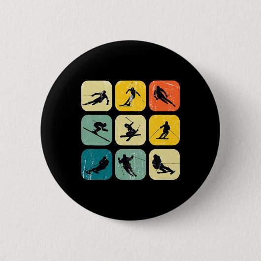 Retro Square Wintersports Ski Nordic Combination A Button (Vorderseite)