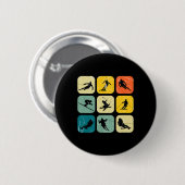 Retro Square Wintersports Ski Nordic Combination A Button (Vorne & Hinten)
