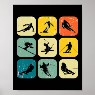 Retro Square Wintersports Ski Nordic Combination A Poster