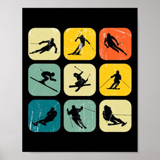Retro Square Wintersports Ski Nordic Combination A Poster (Vorne)