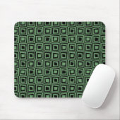 Retro Squares - Army Green on Black Mousepad (Mit Mouse)