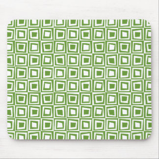 Retro Squares - Avocado Green on White Mousepad