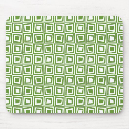 Retro Squares - Avocado Green on White Mousepad (Vorne)