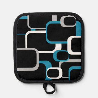 Retro Squares Blue Grau White Black Background Topflappen