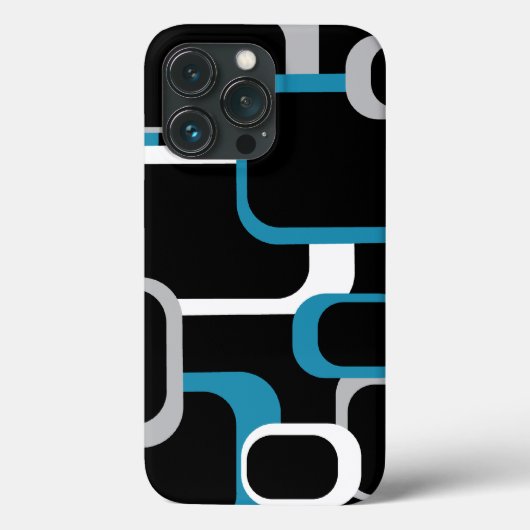 Retro Squares Blue White Gray Black Case-Mate iPhone Hülle (Rückseite)
