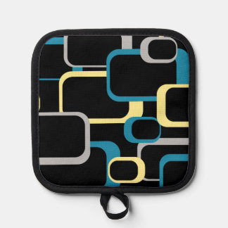 Retro Squares Blue Yellow Grey Black Background Topflappen