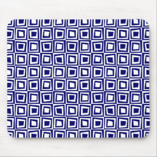 Retro Squares - Deep Navy auf Weiß Mousepad