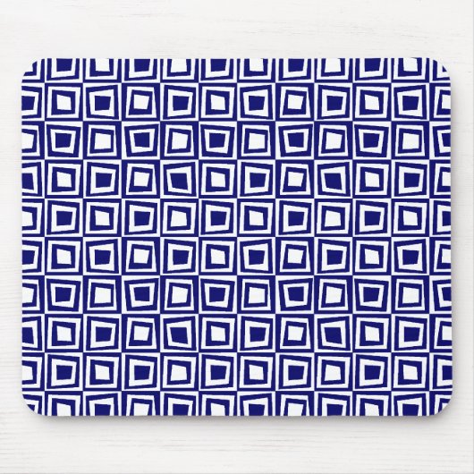 Retro Squares - Deep Navy auf Weiß Mousepad (Vorne)