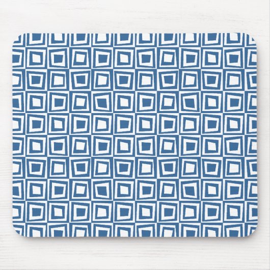 Retro Squares - Desert Blue on White Mousepad (Vorne)