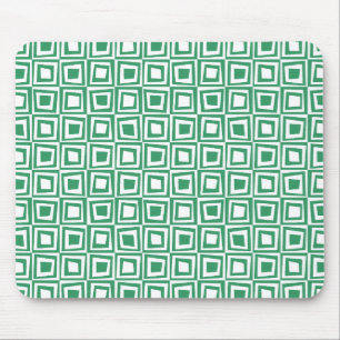 Retro Squares - Kentucky Green on White Mousepad