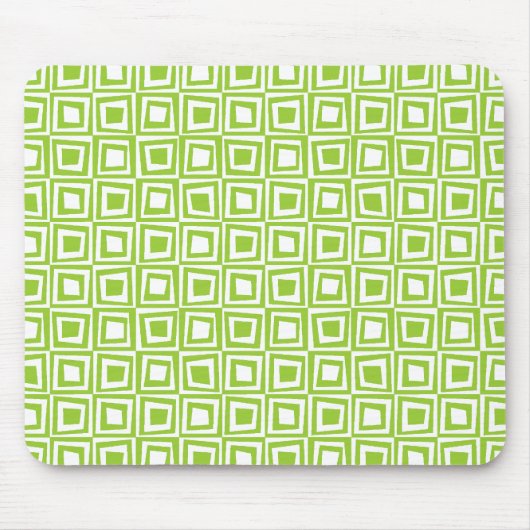 Retro Squares - Martian Green on White Mousepad (Vorne)