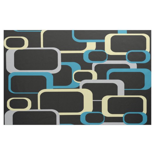 Retro Squares Muster Blau Graues Gelbes Schwarz Stoff (Yard (91,4 cm))