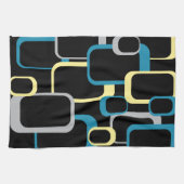 Retro Squares Muster Gelb Blau Schwarz Geschirrtuch (Horizontal)