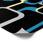 Retro Squares Muster Gelb Blau Schwarz Poster (Ecke)