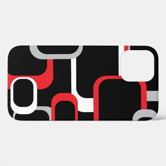 Retro Squares Muster Red Grau Schwarz Case-Mate iPhone Hülle (Rückseite (Horizontal))