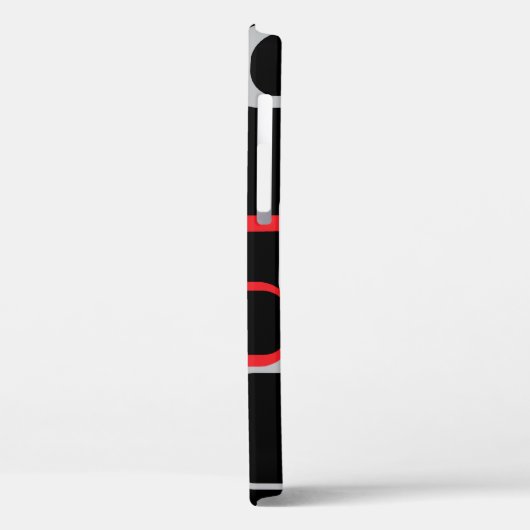 Retro Squares Muster Red Grau Schwarz Case-Mate iPhone Hülle (Rückseite / Links)