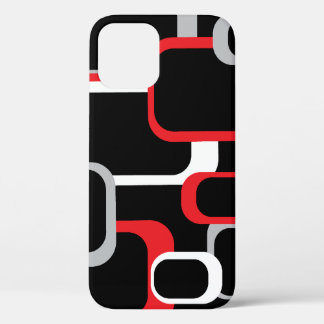 Retro Squares Muster Red Grau Schwarz Case-Mate iPhone Hülle
