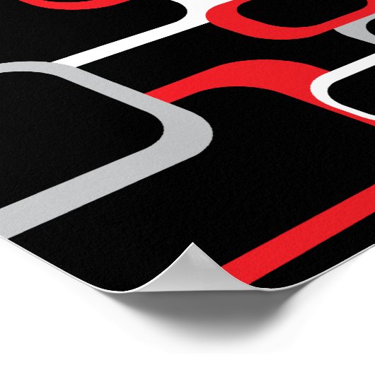 Retro Squares Muster Red Grau Schwarz Poster (Ecke)