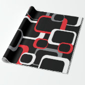 Retro Squares Muster Red Schwarz-weiß Grau Geschenkpapier (Ungerollt)
