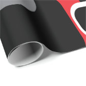 Retro Squares Muster Red Schwarz-weiß Grau Geschenkpapier (Rolleneckpunkt)