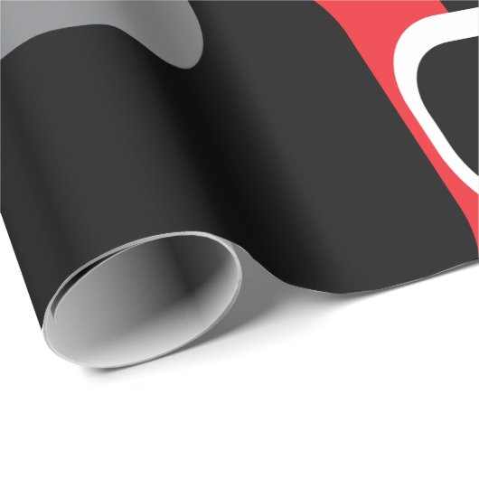 Retro Squares Muster Red Schwarz-weiß Grau Geschenkpapier (Rolleneckpunkt)