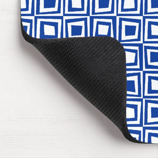Retro Squares - Navy Blue on White Mousepad (Ecke)