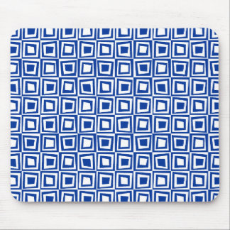 Retro Squares - Navy Blue on White Mousepad