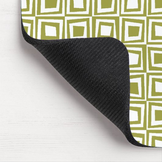 Retro Squares - Olive on White Mousepad (Ecke)