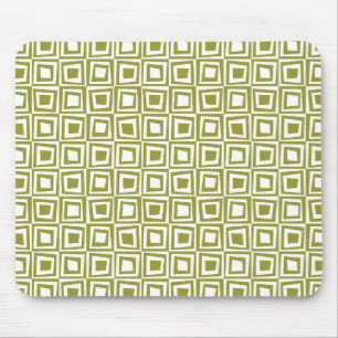 Retro Squares - Olive on White Mousepad