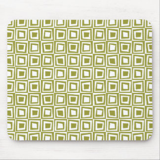 Retro Squares - Olive on White Mousepad