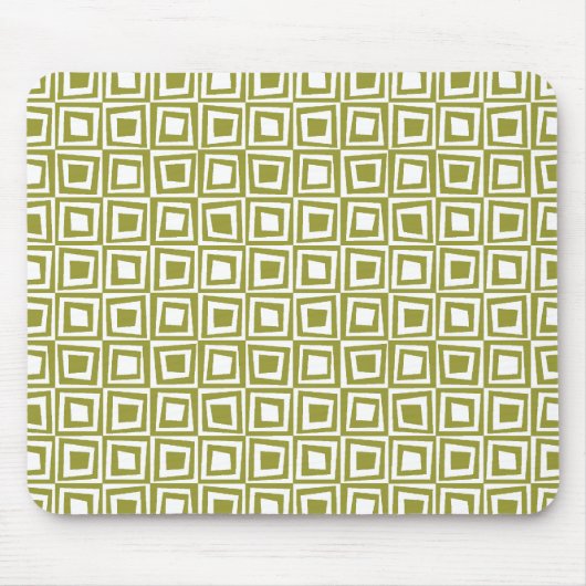 Retro Squares - Olive on White Mousepad (Vorne)